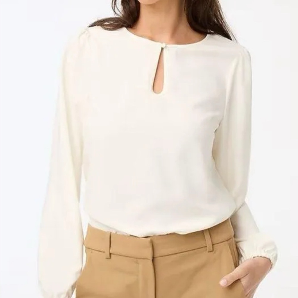 J. Crew Women's White Long Sleeve Top